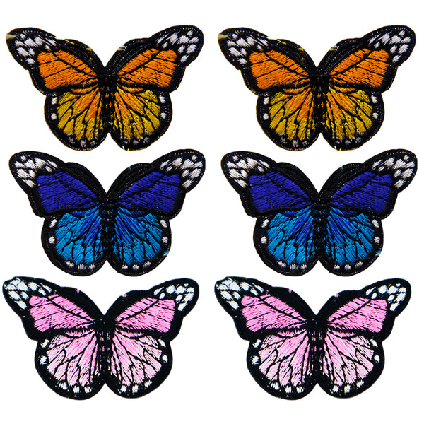 5pcs/pack, Butterfly Embroidery Cloth Stickers Patch Mixed Color Butterfly Cloth Stickers New Embroidery Back Glue Cloth Stickers Clothing Accessories Shoes Hat Decoration, DIY Clothing Decoration,     DIY Wedding  Crafts Gift Party Decor