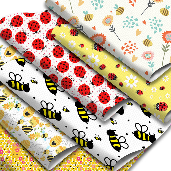 1pcs flower ladybug bee dot animal Faux Synthetic Leather  7.7*12.9inch Fabric Sheets For DIY Bows, Waist Belt, Earrings, Handbag, Phone Case, Pencil Case ,Shoes Bags Artificial Leather Crafts Handmade Material