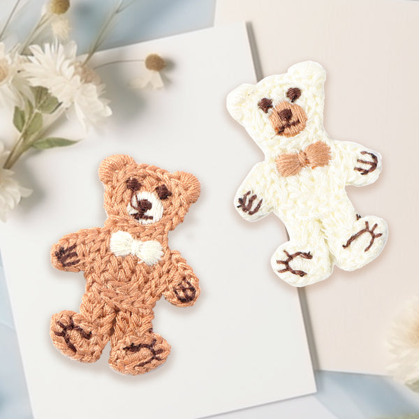 5pcs/pack 1.1x1.57inch Cute Cartoon Bear Crochet Appliques, Knit  Bear Patches , DIY Sewing Embellishments For Sweaters, Hats, Bags, Handmade Yarn Decorative Badges DIY Hairpin Barrette Hair Rope Headband Center Decoration Accessories,Patch Appliques