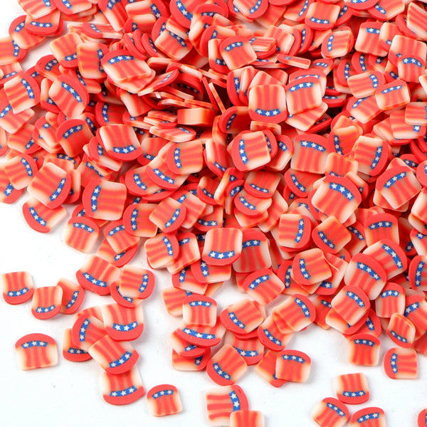 10g/pack USA Flag,Fourth of July,Independence Day Soft Polymer Clay Charms,Nail Decorations Happy Holiday Manicure Design Nail Supplies For Professionals Accessories size about 0.19-0.27inch