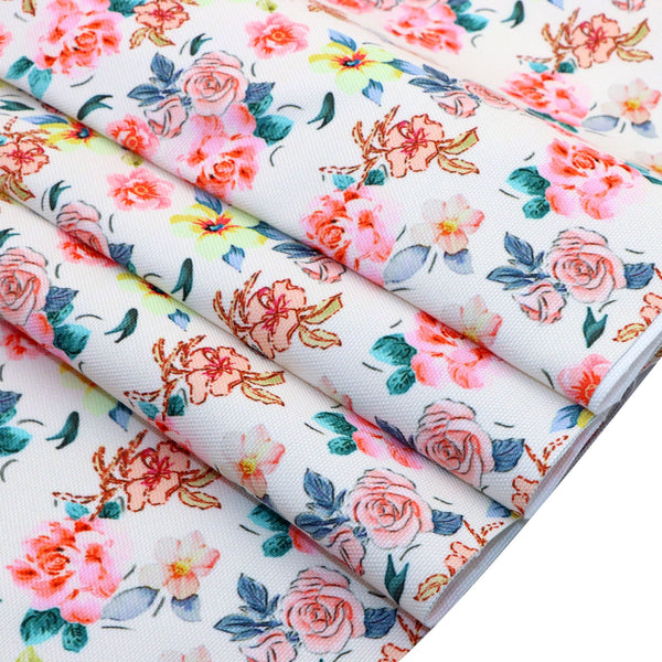 1pc 57inchx19.68inch Flower Printed Polyester Canvas Fabric For Quilting, DIY Sewing, Sofa, Curtain, Bag, Cushion, Furniture Cover Tower, For Handmade Hometextile Patchwork Tablecloth Bog Pillows Gifts 340gsm