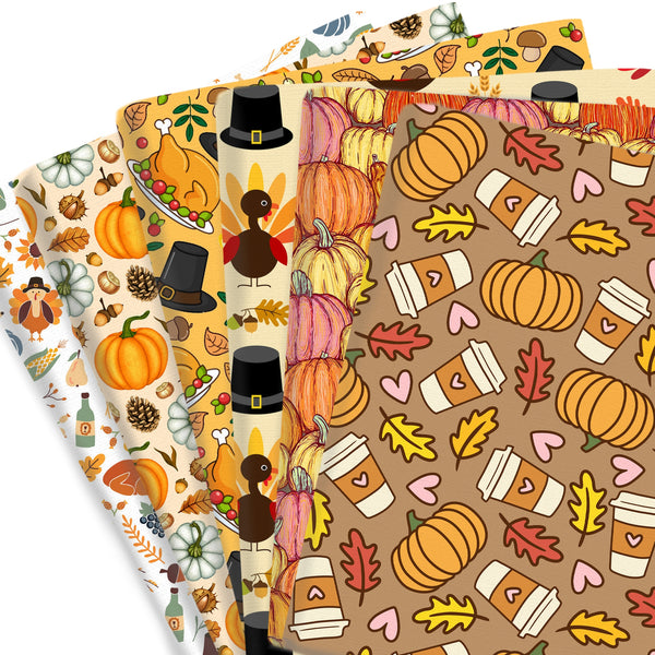 1pc Fall Autumn Series Pumpkin Pattern Quilting Fabric-17.7x19.68inch(45x50cm) Polyester Cotton Craft Fabrics DIY Thanksgiving Day,Turkey Day Handmade Projects Doll Clothes Fabric Precut For Patchwork Craft(108gsm)