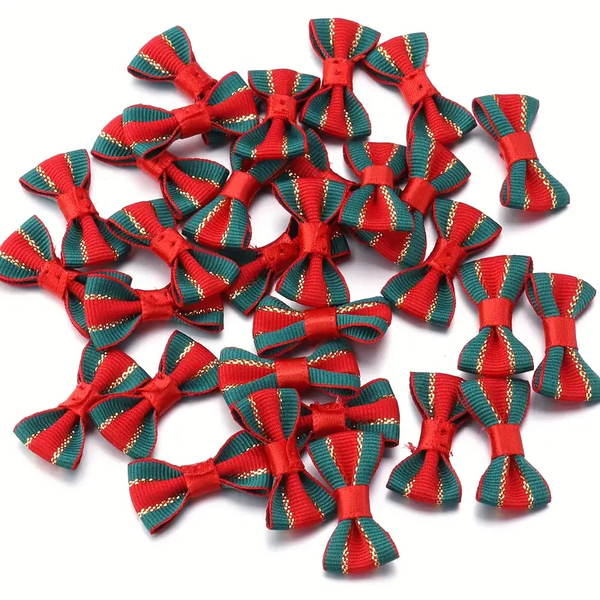 5pcs Handcrafted Christmas Ribbon Bows - DIY Craft Decorations, Gift Wrapping, Festive Hair Accessories, Holiday Embellishments