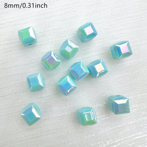 20pcs/pack Solid Color Illusion Sugar Cube Beads Mixed Colors Bump Texture Shaped Acrylic Beads Loose Spacer Beads with Hole for Jewelry Making DIY Bracelet Necklace Chain Earrings Charm Bangle Decors Craft Supplies