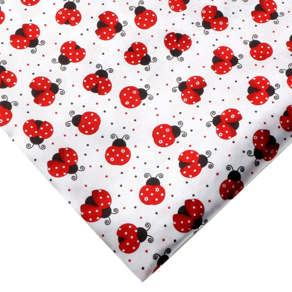 1pc 57x19.68inch Ladybug Animal Print Smooth Satin Fabric Quilting Fabrics Craft DIY Handmade Doll Clothes Fabric For Patchwork DIY Handmade Craft Sewing Supplies (75gsm)