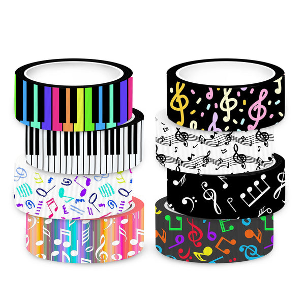 4.57 meter Music Notes, Piano Keys Pattern Polyester Grosgrain Ribbon - 2.5cm Wide for Gift Wrapping, Wedding, Party Decor, DIY Hair Bows, Crafts