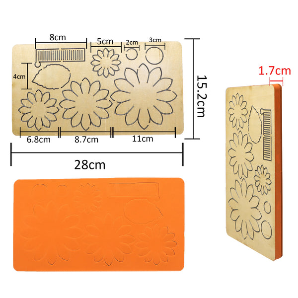 Diy Knife Mold Sunflower/Hair Bow/Hair Clip Wooden Cutting Dies Non-woven Leather Cutting For Common Big Shot And Sizzix Machines Scrapbook Die Cut (The handle color is random, does not affect the use of the product）