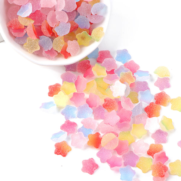 50Pcs/Pack Frosted Star Shaped Acrylic Resin Charms Flat Back Gradient Mixed Color Cabochons For PVC Crafts Flatbacks Diy Crafts, Scrapbooking & Jewelry Making