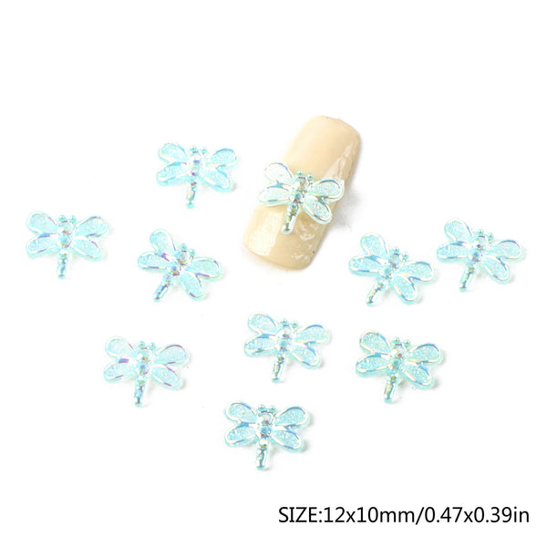 50Pcs Plain Dragonfly  Mini 3D Resin For Crafts Flatback Skeleton Shape Stones for DIY Nail Decoration Colors and Designs