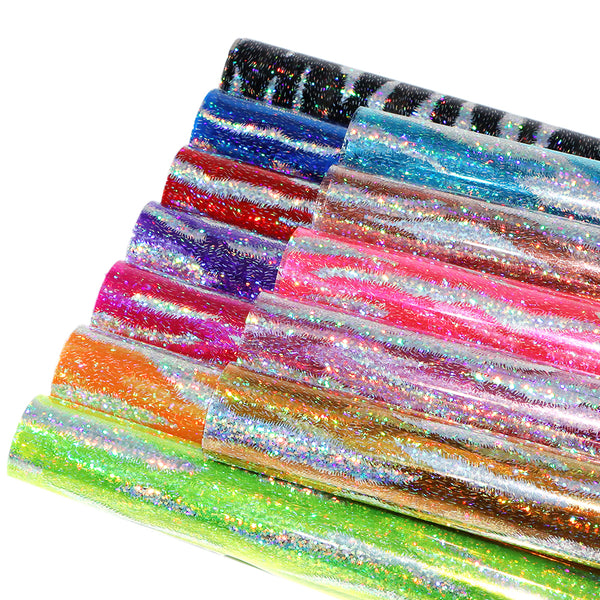 1pcs glitter Laser Transparent Faux Synthetic Leather  7.7*12.9inch Fabric Sheets For DIY Bows, Waist Belt, Earrings, Handbag, Phone Case, Pencil Case ,Shoes Bags Artificial Leather Crafts Handmade Material