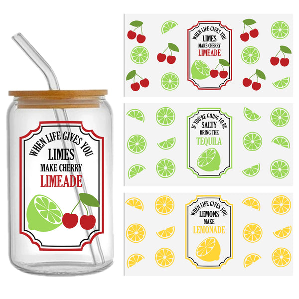 3pcs/set fruit lemon cherry Series teach Sticker For 16oz Glass Cups,Uv Dtf Transfer Diy Crystal Label,Faith Cross Libbey Glass Wrap ,Vinyl Cup Wrap ,Uv Stickers Diy Sticker For Glass Bottle-High Quality Tumbler Furniture Craft Wood DIY Crafts 16oz