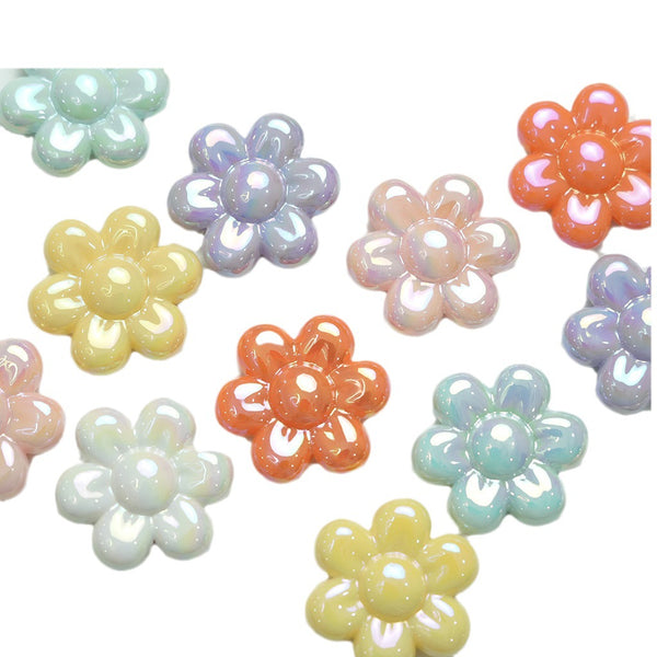 10Pcs Mix Color Flower Floral UV Plating Acrylic Beads Resin Charms With Hole Vibrant  Cabochons for DIY Jewelry Making-Ideal for Necklaces, Bracelets & Earrings Charms Accessories