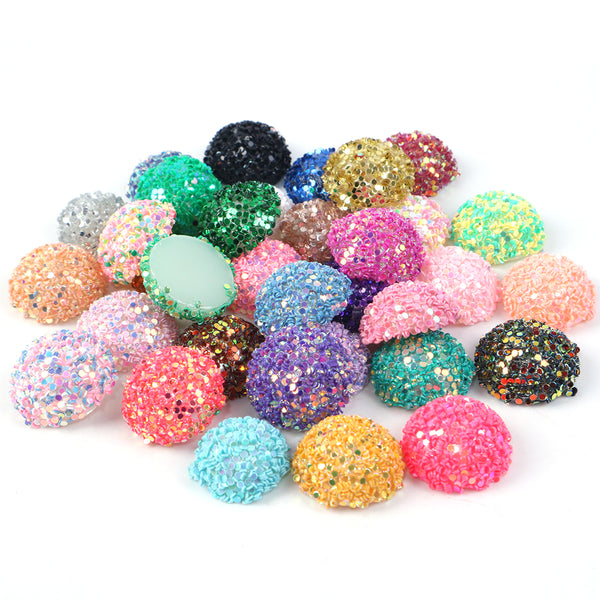 5pcs 14mm chunky glitter with holes beads multiple colors