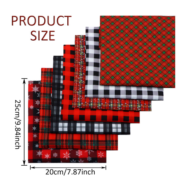 plaid grid Fat Quarter Fabric Bundles Cotton Quilting Cotton Craft Fabric Pre-Cut Squares Sheets For Patchwork Sewing Quilting Crafting Fat Quarters Checked Cloth Quilting Fabric Scraps For Christmas Holiday DIY Crafting Sewing Patchwork