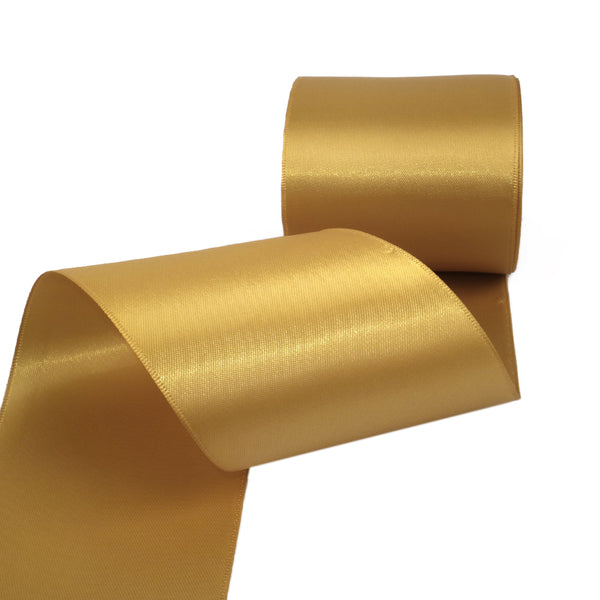 Golden Satin Ribbon, 10 yards/ Roll x 75mm Solid Satin Polyester Ribbon, Perfect for Gift Wrapping, Bouquets, Weddings, and Home Decor