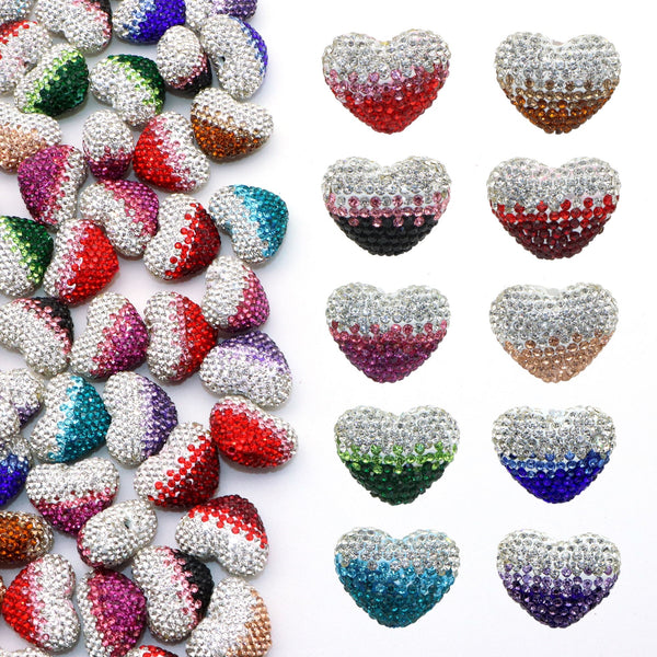 1pc Soft Clay Love Heart Beads with hole - Sparkling Gradient Color Bead Assortment for DIY Crafting, Jewelry Making, Phone Charms and Keychain Accessories