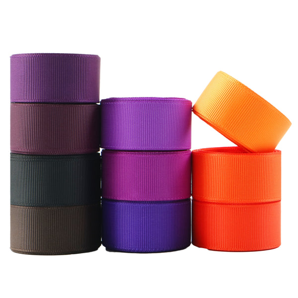 10 Rolls, 0.86Inch/22mm X 2 Yards/roll Black Purple Orange Series Solid Color Grosgrain Ribbon Set For Gift Wrapping Ribbon Holiday DIY Craft Ribbons For Home Party Decor