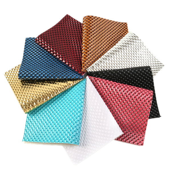 Bump Textured Faux Leather Set Solid Color Dot Synthetic Leather Fabric 20x33cm 9Pcs/set for DIY Earrings Hair Bows Handbags Crafts Projects