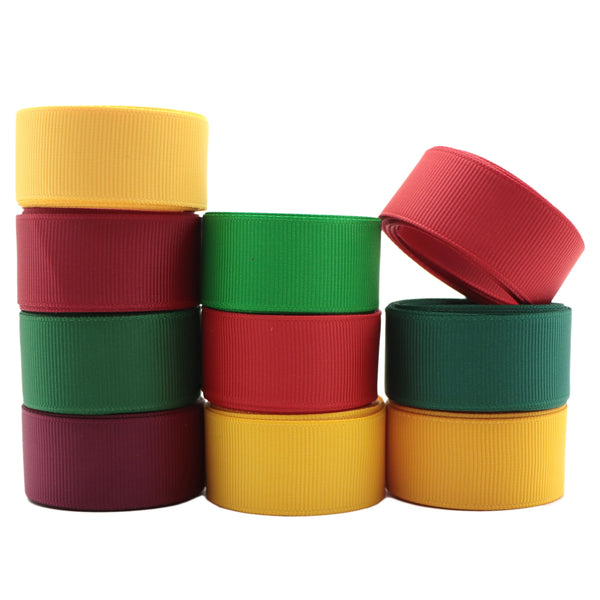 10 Rolls, 0.86Inch/22mm X 2 Yards/roll Red Green Yellow Solid Color Grosgrain Ribbon Set For Gift Wrapping Ribbon Holiday DIY Craft Ribbons For Home Party Decor