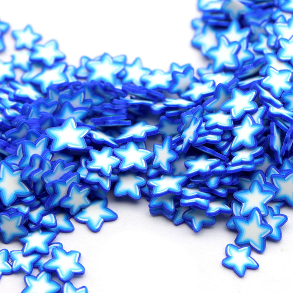 Blue Star Shape Polymer Clay Slices - 20g, for DIY Jewelry, Slime Crafts & Festive Decorations, 3D Polymer Nail Art