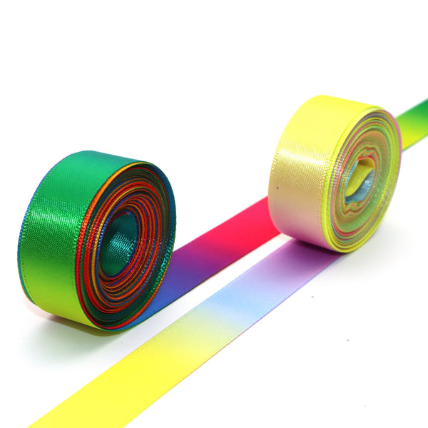 1Roll, 5yards 16mm Satin Double-sided Rainbow Color Ribbons Handmade Crafts Wedding Party Decorative Gift Box Wrapping Garment DIY