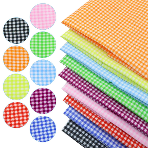 9pcs 9.84x7.87inch plaid grid Fat Quarter Fabric Bundles Cotton Quilting Cotton Craft Fabric Pre-Cut Squares Sheets For Patchwork Sewing Quilting Crafting (108gsm）