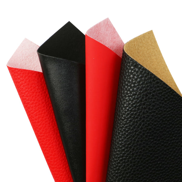 6Pcs/set 7.87x12.99inch Red And Black Theme Faux Leather Set Synthetic Leather Sheets PVC Material Printed for DIY Earrings Hair Bows Crafts Projects