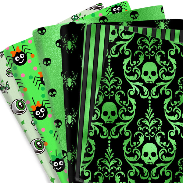 1pc halloween Green Series Spider Skull Pattern Quilting Fabric-57x19.68inch(145x50cm) Polyester Cotton Craft Fabrics DIY Handmade Projects Doll Clothes Fabric Precut For Patchwork Craft(108gsm)