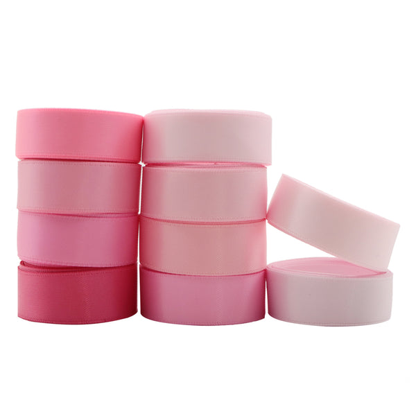 10 Roll, 0.63Inch/16mm X 2 Yards/roll Solid Color Pink Series Satin Ribbon Set For Gift Wrapping Ribbon Holiday DIY Craft Ribbons For Home Party Decor