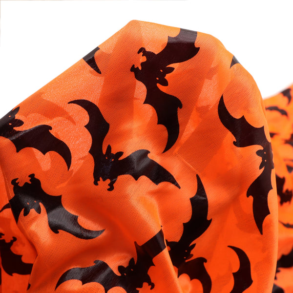 1pc Halloween Orange Series Bat Pattern Quilting Fabric-59x19.68inch(150x50cm) Tulle Mesh Gauze Fabric Plaid Print Tulle Fabric - Perfect For Diy Bows, Doll Clothes, Party Capes & Photo Backdrops