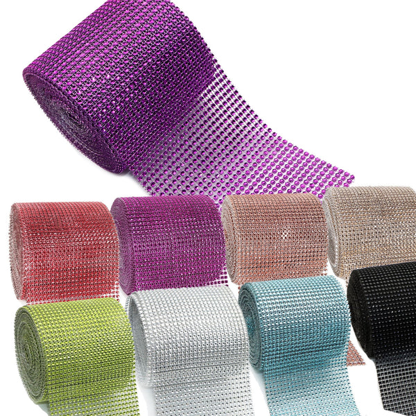 1yard Elegant Round Shape Rhinestone Mesh Ribbon Basic Available in multiple colors- Luxurious Decor for Weddings, Celebrations & Crafting