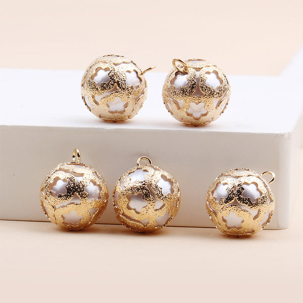 5Pcs Hollow Star Shaped Loose SpacerShiny  Glossy Acrylic Round Beads Charms with Sparkling Rhinestone - Perfect for Dangle Earrings, Necklace Jewelry Making and Crafting - High-Quality, Durable, and Versatile Loose Beads for Creative Projects