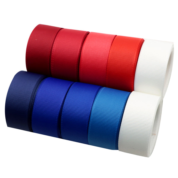 Set, 20yards/set Solid Colored Grosgrain Ribbon Roll 22mm Polyester Weaving Ribbon Independence Day Party Wedding Gift Crafts Bow Birthday Decoration, DIY Clothing Decoration