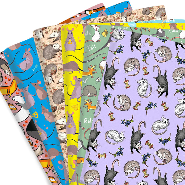 1pc kawaii Possum Mouse Series Pattern Quilting Fabric-17.7x19.68inch(45x50cm) Polyester Cotton Craft Fabrics DIY Handmade Projects Doll Clothes Fabric Precut For Patchwork Craft(108gsm)