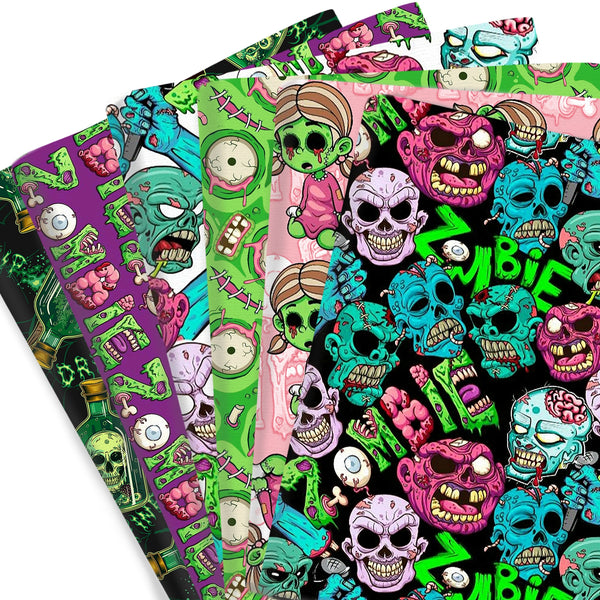 1pc Halloween Series Zombies Pattern Quilting Fabric-57x19.68inch (145x50cm) Polyester Cotton Craft Fabrics DIY Handmade Projects Doll Clothes Fabric Precut For Patchwork Craft(108gsm)