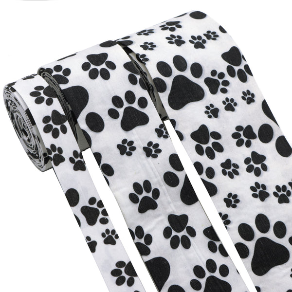 5 Yards Double-Sided Dog Paw Print Polyester Fabric Ribbon Trim, Assorted 2cm/5cm/7.5cm Wide, for DIY Crafts, Sewing, Gift Wrapping & Clothing Accessories