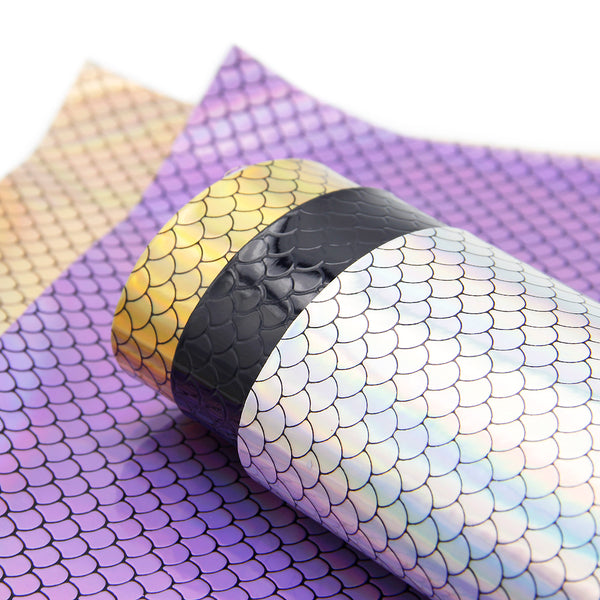 1pcs Fish Scales Faux Synthetic Leather  7.7*12.9inch Fabric Sheets For DIY Bows, Waist Belt, Earrings, Handbag, Phone Case, Pencil Case ,Shoes Bags Artificial Leather Crafts Handmade Material