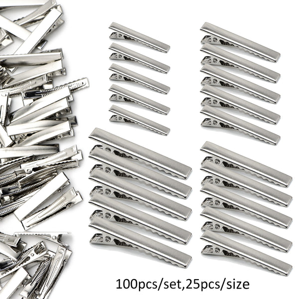 100Pcs Metal Hair Clips Single Prong Alligator Hairpin Clip Base for Salon DIY Jewelry Making Accessories Findings Supplies Hairstyle Tool