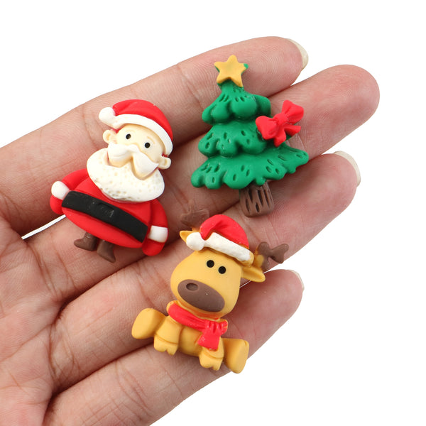 5Pcs Adorable Christmas Resin Ornaments,DIY Jewelry Making Charms Accessories for Earrings, Bracelets, Keychains,Good for Homemade Gifts,Phone Shells,Water Cups, Hair Accessories