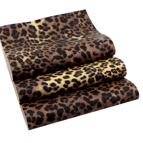 Leopard Bump Texture Faux Synthetic Leather Set 1piece 7.7*12.9inch Fabric Sheets For DIY Bows Leather Crafts Handmade Material