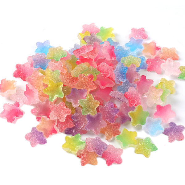 20pcs random color star 3D Resin Cabochons Charms For Diy Scrapbooking, Jewelry Making & Craft Decorations