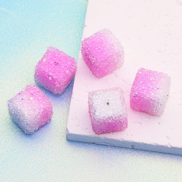 1Pc Square Sugar Candy Sweety Charm Gradient Color With Rhinestones & Faux Crystal Beads, Opal Effect Tassel Spacer Bead For Diy Jewelry Making - Ideal For Bracelets, Necklaces, Earrings & Crafts