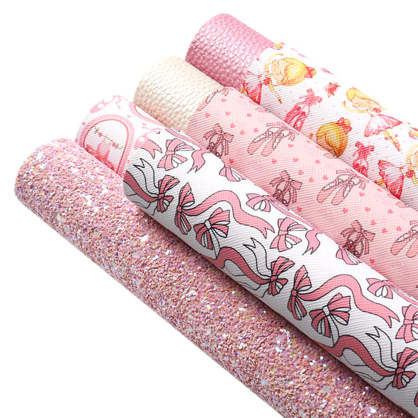 7pcs/set Chunky glitter sequins ballet lychee Faux Synthetic Leather Set 7.7*12.9inch Fabric Sheets For DIY Bows Artificial Leather Crafts Handmade Material