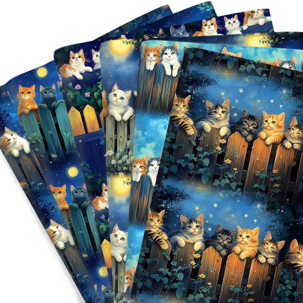 1pc Starry Sky Night Moon Cat Series Pattern Quilting Fabric-17.7x19.68inch(45x50cm) Polyester Cotton Craft Fabrics DIY Handmade Projects Doll Clothes Fabric Precut For Patchwork Craft(108gsm)