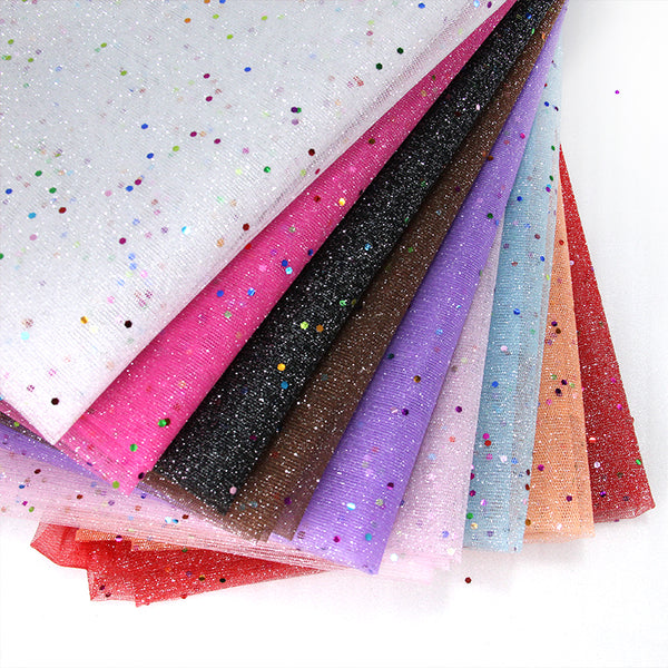 1pc Sparkling Sequin Tulle Fabric-62.9x19.68inch(160x50cm) Mesh Gauze Fabric Stage Performance Costume Dance Holiday Decor Handmade for DIY Tutu Skirts, Party Decor & Crafts