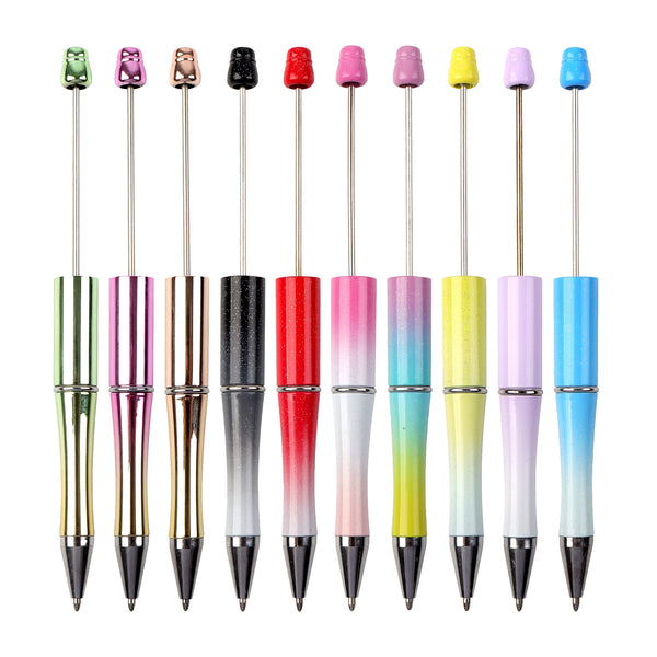 10Pcs/set Ballpoint Pen Creative DIY Bead Pen Plastic Beaded Pen Beadable School Office Writing Supplies Stationery Wedding Gift