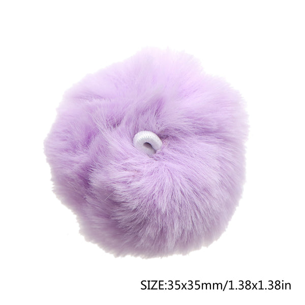 5pcs Plain Pompom Accessories With Rubber Band For Girls, Suitable For Bag Clothing，DIY Clothes Bag Accessories