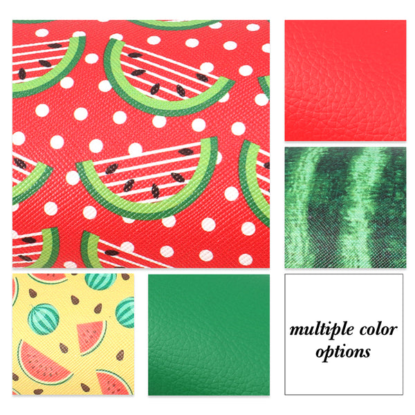 5pcs/Set 7.87x12.99inch Fruit Watermelon Printed Faux Leather Sheets Chunky Glitter Lychee Jelly Synthetic Leather Fabric Set for DIY Crafts