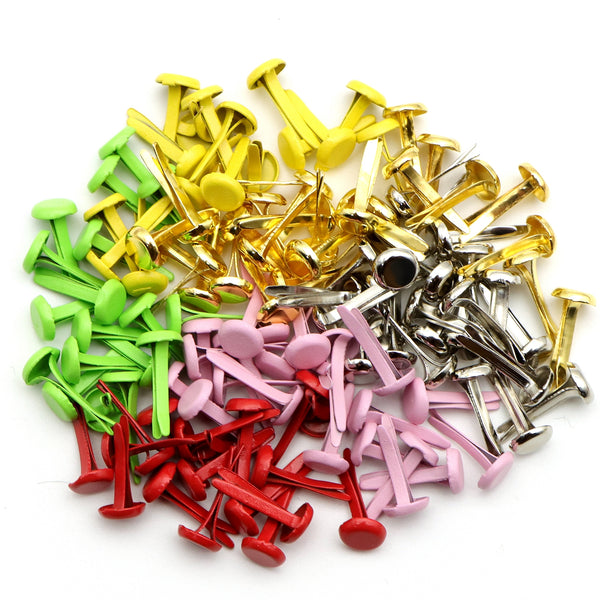 50pcs/pack Paper Fasteners Metal Brads Mini Metal Round Shape Brads Scrapbooking Embellishment Fastener Brad Studs Spikes DIY Crafts For Home Paper Decoration