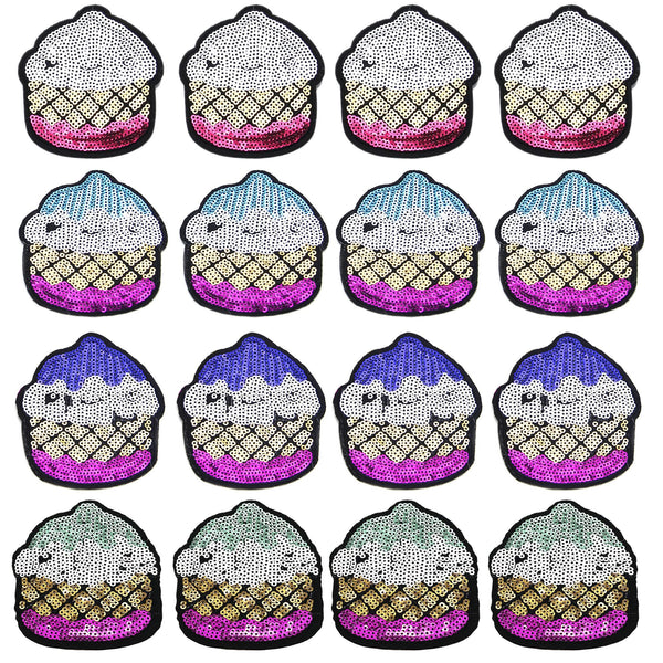 5pcs/pack Sweet Dessert cake Sequins Embroidery Iron-On Patches  ack with glue for Clothing, Bags, Jackets - DIY  Appliques for Sewing Crafts accessories Clothes Bag Headwear Decoration, Patch Stickers For Skirt T-shirt Dress DIY Clothing Accessories